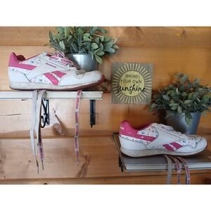 Reebok Royal Classic Jogger 3.0 Friends Doodle‎ Sneakers White/Pink Girls Sz 3.5
